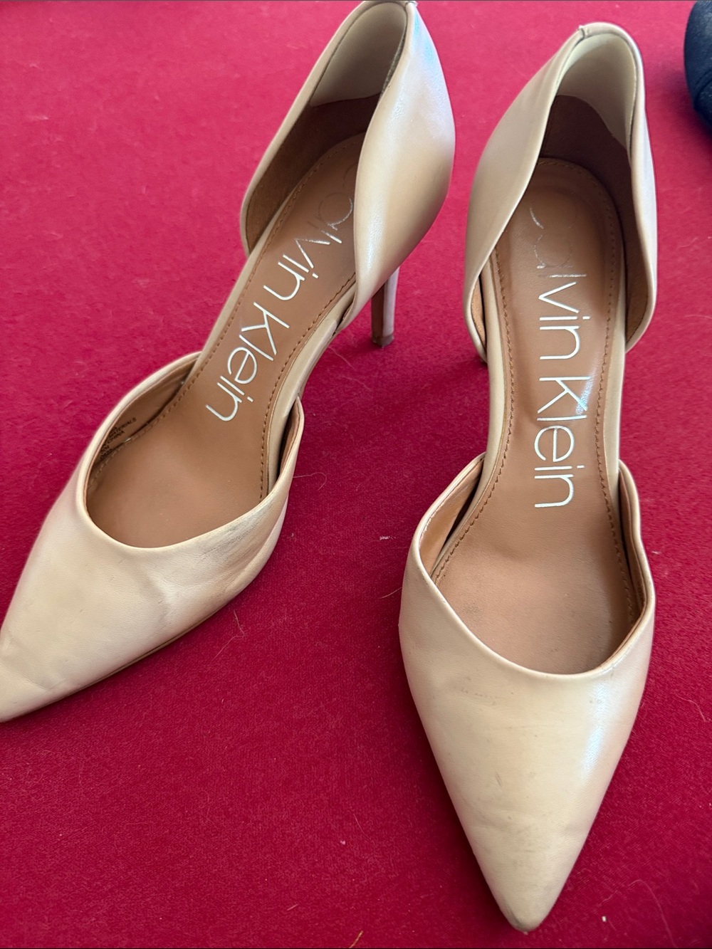Calvin Klein Nude Pointed-Toe D'Orsay Heels